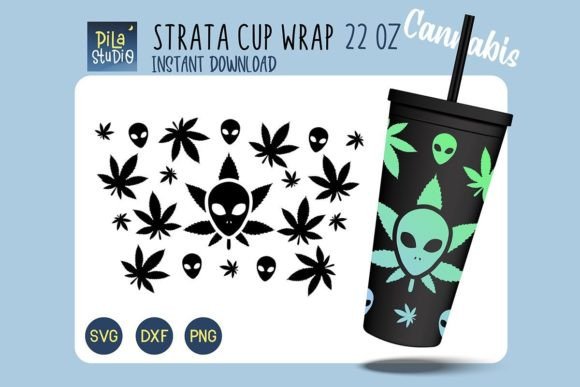 Alien Cannabis Strata Cup 22oz SVG PNG Graphics