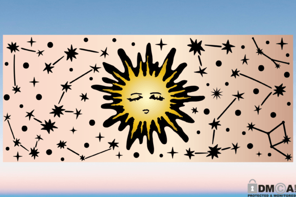 Boho Sun Star 16oz Libbey Glass Wrap SVG: Graphics & Print Templates
