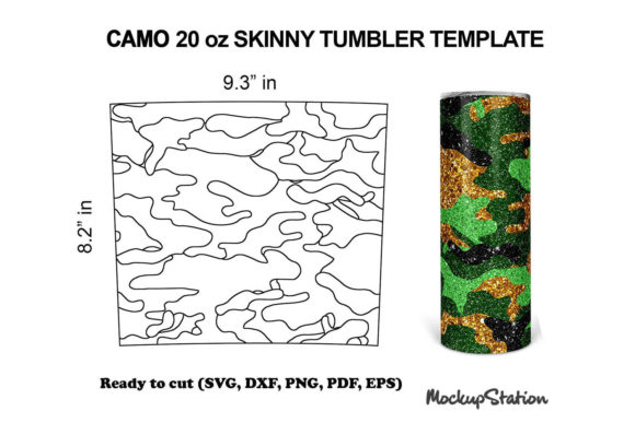 Camo 20oz Skinny Tumbler Burst Template: Graphics for Crafts