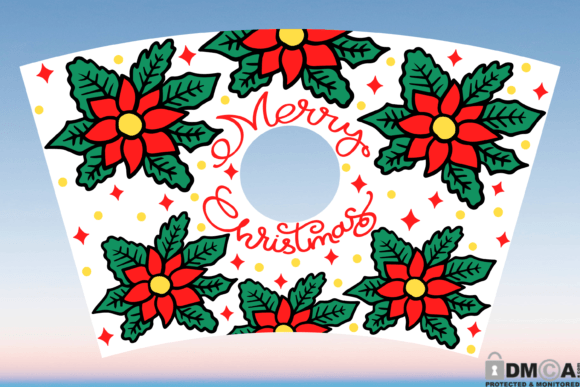 Christmas Poinsettia Cup Wrap SVG Graphics & Print Template