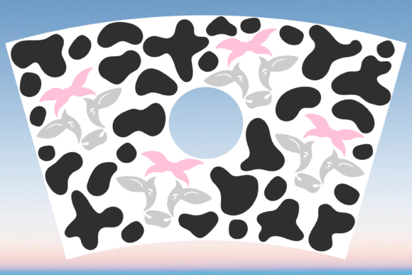 Cow Head Print Pattern 24oz Cup Wrap: Graphics & Print Templates