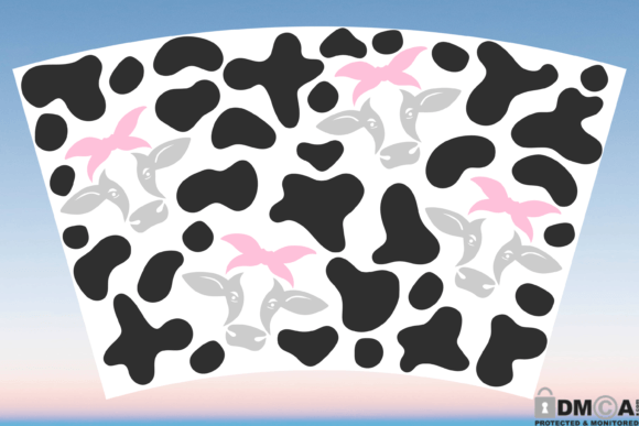 Cow Pattern Head 24oz Venti Cup Wrap: Graphics & Print Templates