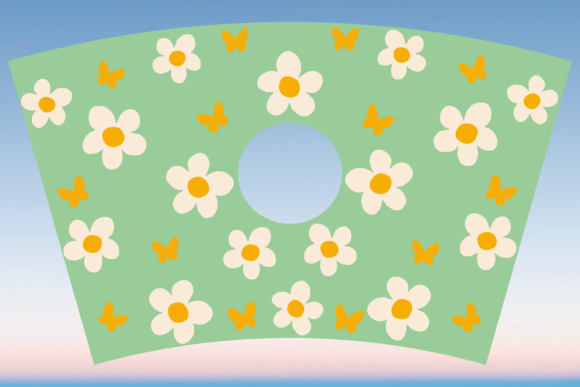 Daisy Flower Butterfly 24oz Cup Wrap: Graphics & Print Templates