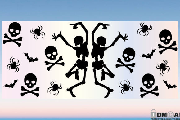 Dancing Skeleton 16oz Libbey Glass Wrap Graphics Template