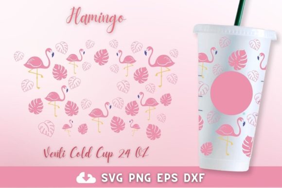 Flamingo Monstera Tumbler Wraps Graphics