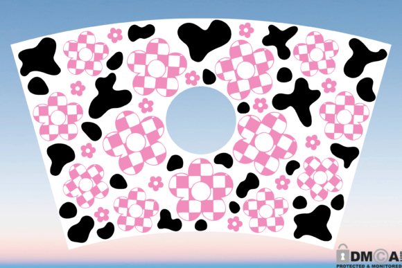 Floral Cow Print 24oz Cup Wrap SVG Graphics & Print Templates