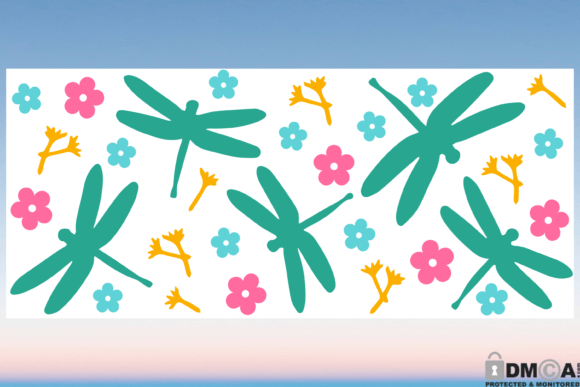 Floral Dragonfly Glass Wrap Graphics & Print Templates