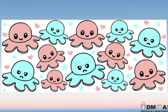 Funny Octopus Glass Wrap Graphics & Print Templates