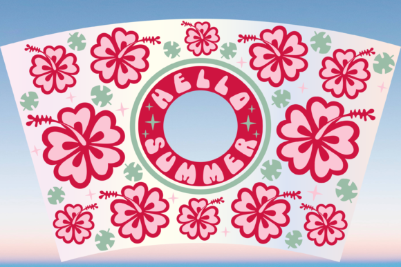 Hello Summer Hibiscus Cup Wrap: Graphics & Print Templates