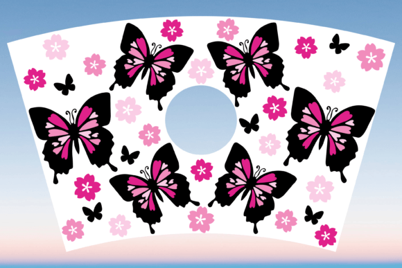 Monarch Butterfly Cherry Blossom Cup Graphics