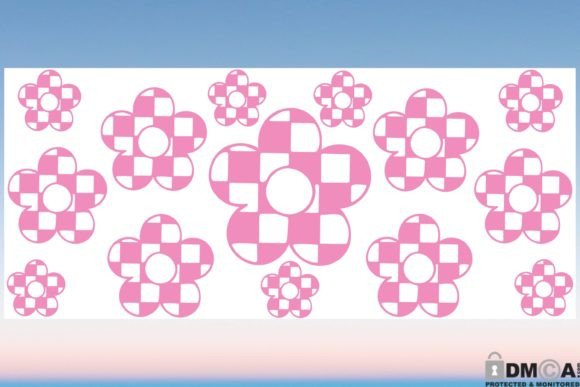 Retro Plaid Flower SVG: Graphics & Print Templates