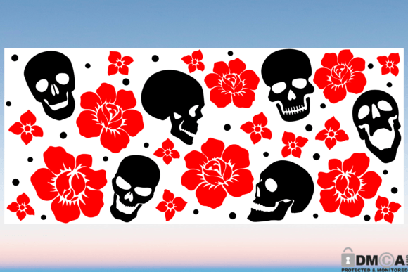 Rose Skull 16oz Glass Wrap SVG: Graphics & Print Templates