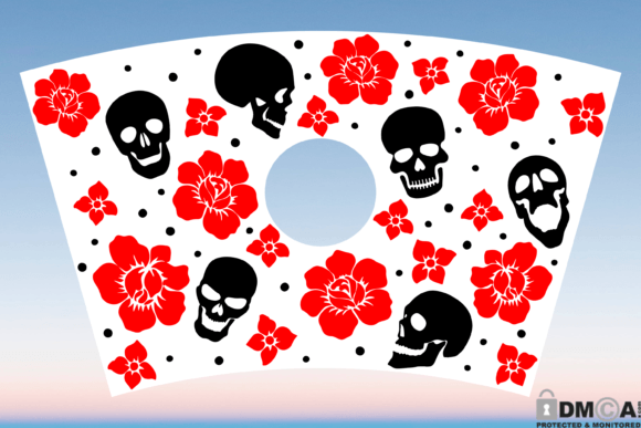 Rose Skull 24oz Cup Wrap Graphics & Print Templates