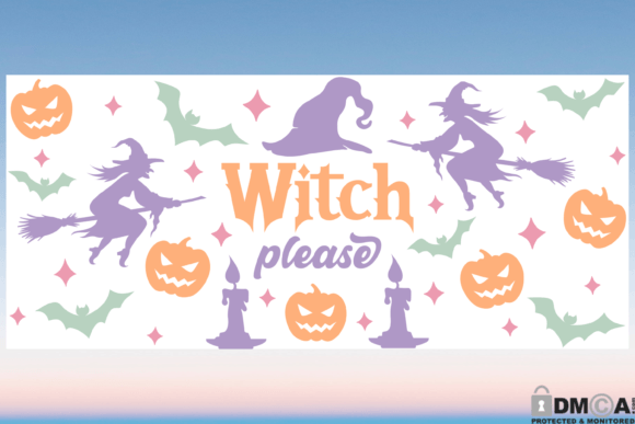 Witch Please Glass Wrap SVG: Graphics & Print Templates